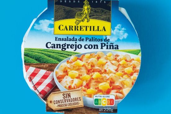 Bajo la lupa: ensalada Carretilla de palitos de cangrejo con piña