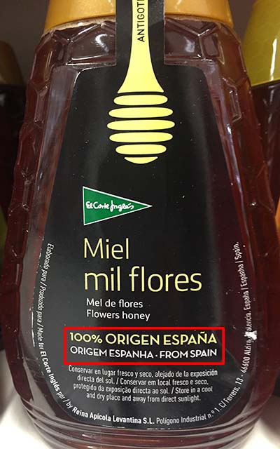 pais de origen miel España