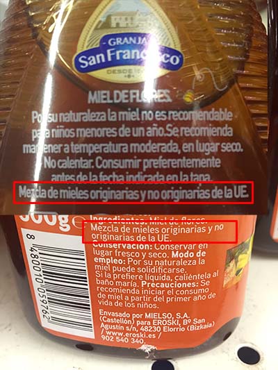 pais de origen miel mezcla